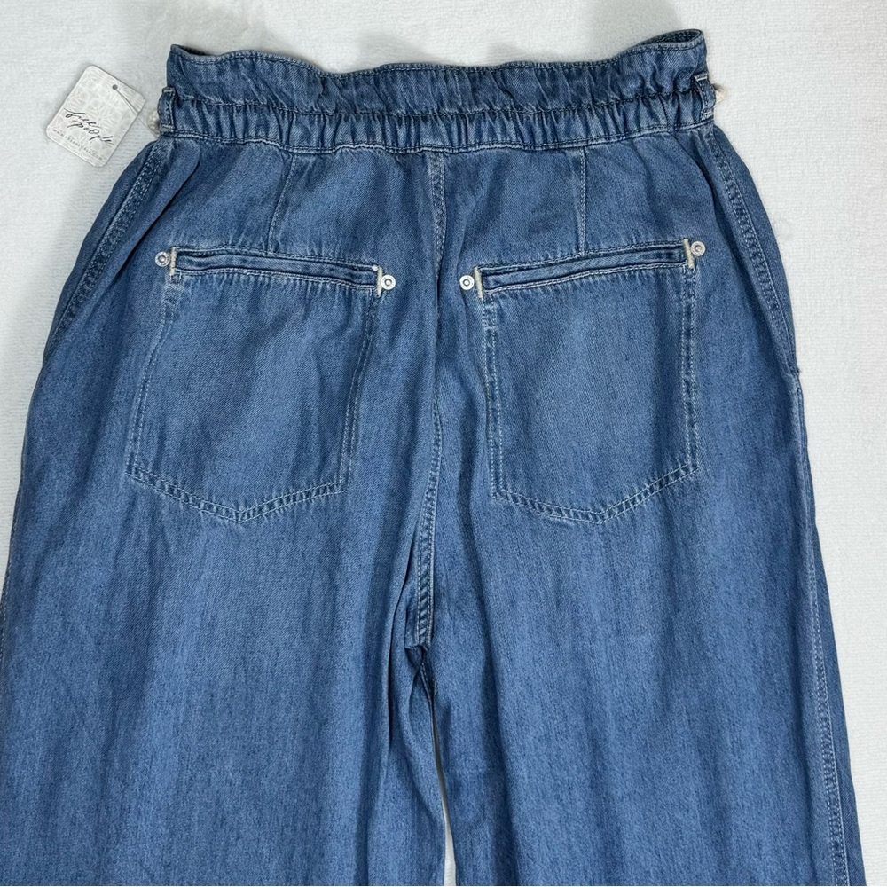 Free People We The Free Dakota Cinched Pull-On Wide-Leg Jeans Light Blue Size S - Picture 16 of 16